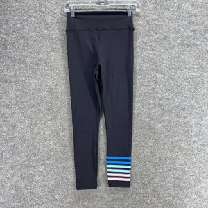 AB Leggings Women S Small Black Striped High Rise Capri Pull On Elastic Waist